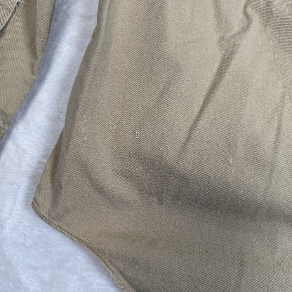 VTG Polo Ralph Lauren Safari Military Distressed Shirt Men Size M Beige USA Made - Picture 8 of 10